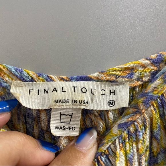 Final Touch Maxi Shift Dress Rayon Blue Orange Multi Medium - Picture 4 of 8